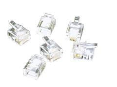 100pk RJ11 6x4 Mod Plug Flat Stranded