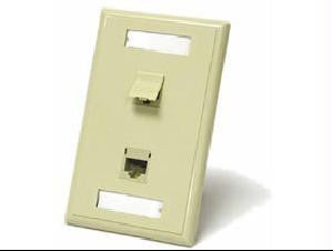 Wall mount plate RJ-45x2 2ports white