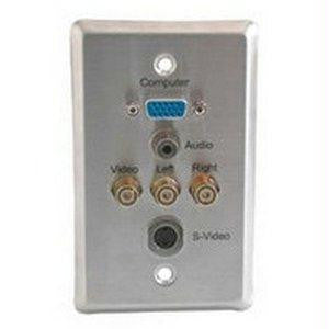 C2g Single Gang Hd15 Vga + 3.5mm + S-video + Rca Audio-video Wall Plate - Stainless