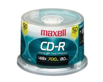 Maxell 700mb, 80-minute, 40x, 5.25 Inch Cd-r Disc, Maxell Branded Surface Mounted On Sp