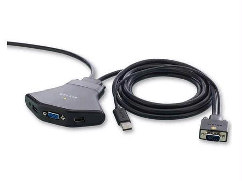 Belkin Components 2-port Kvm Switch With Built-in Cabling Monitor-keyboard-mouse Switch - 2 Ports
