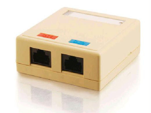 2-Port CAT5e Surface Mount Box Ivory