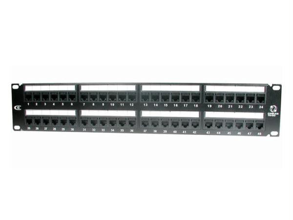 Patch panel black 2U 48 ports CAT6