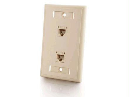 2-Port CAT5e Configured Wallplate Ivory