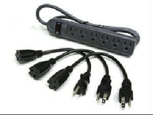 C2g 2706x 6-outlet Surge Suppressor With (3) 1ft Outlet Saver Power Extension Cords