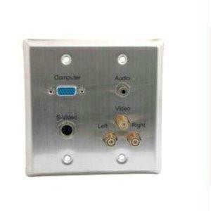 C2g Double Gang Hd15 Vga + 3.5mm + S-video + Rca Audio-video Wall Plate - Stainless