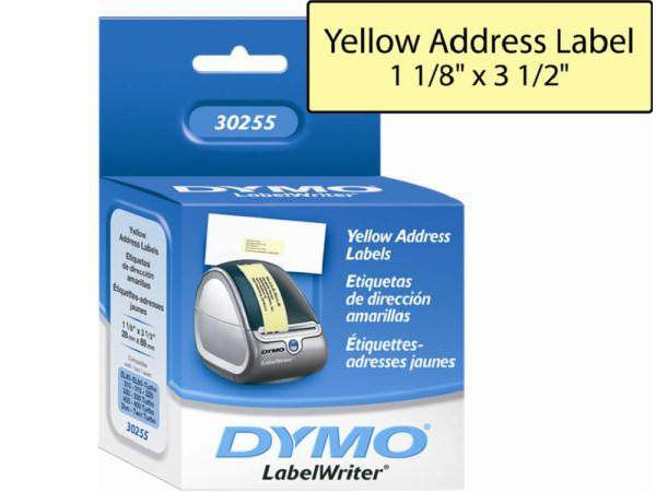 Dymo Address Labels - Yellow - 1 Pcs - 1.125 X 3.5 Inch