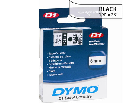 Dymo Black Print- Clear Tape, 1-4 X 23