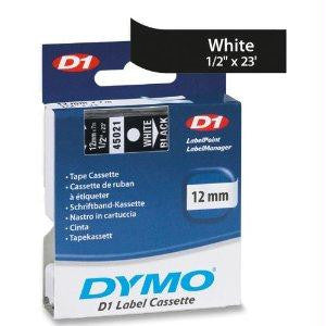 Dymo White Print- Black Tape, 1-2 X 23