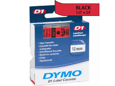 Dymo Black Print- Red Tape, 1-2 X 23