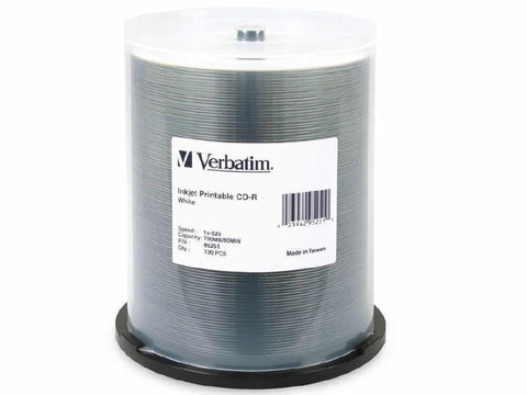 Verbatim Americas Llc Cd-r 80min 700mb 52x Silver Inkjet Printable 100pk Spindle