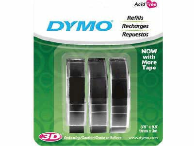 Dymo Dymo Embossing Labels 3-8 Black, 9.8 Length, 3 Rolls Per Pack