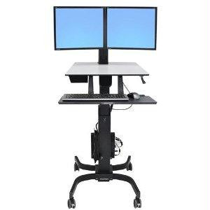 Ergotron Workfit-c Sit-stand Workstation For Two Lcd Monitors, Dual, With Mobile Cart Bas