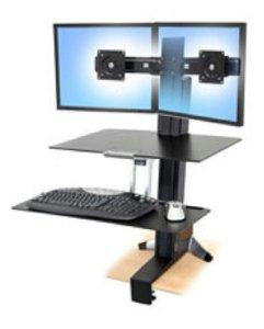 Ergotron Workfit-s Sit-stand Workstation For Dual Displays, With Worksurface And Large Ke