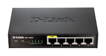 D-link Systems 5-port 10-100 Desktop Switch, Unmanaged, Metal Chassis, 1 15.4w Poe Port