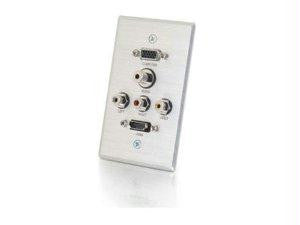 C2g Hdmi, Hd15 Vga, Rca Audio-video, And 3.5mm Wall Plate - Brushed Aluminum
