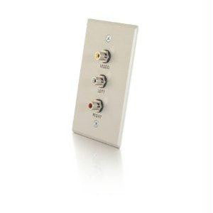 C2g Single Gang Composite Video + Stereo Audio Wall Plate - Brushed Aluminum