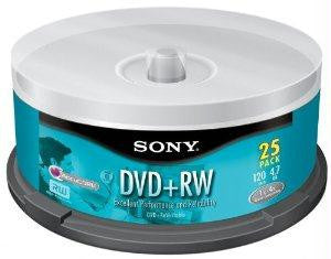 Sony Disk,dvd+rw,4.7g,4x,25-pkspindle