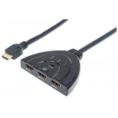 Manhattan - Strategic Manhattan Hdmi 1.3, 3-port Hdmi Switch With Integrated Cable. Easily Connect